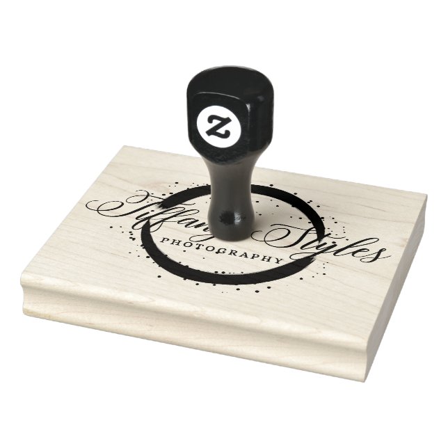 Chic Modern Photography Studio Company Logo Custom Rubber Stamp (Stamp)