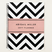 Chic Modern Pink, Black and White Chevron Pattern