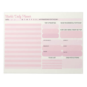 Chic Modern Pink Daily Planner To-Do List  Notepad
