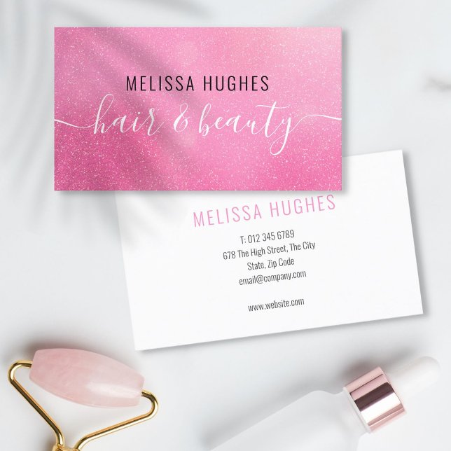 Chic Modern Pink Glitter Business Card (Chic Modern Pink Glitter Business Card)