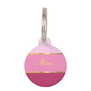 chic modern pink gold Name  Pet Tag