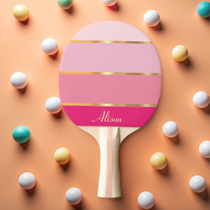 chic modern pink gold Name Ping Pong Paddle
