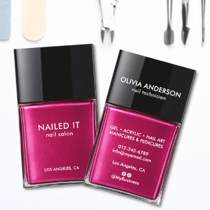 Chic Modern Pink Nail Polish Bottle Nail Salon Business Card