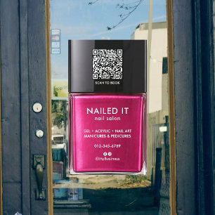 Chic Modern Pink Nail Polish Bottle Nail Salon Window Cling