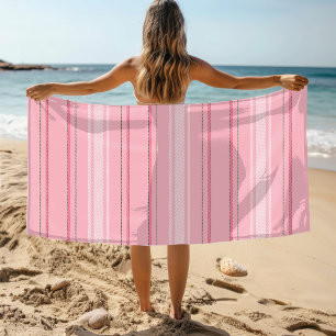 Chic Modern Pink Stripe Pattern Beach Towel
