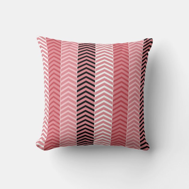Chic Modern Pink Variegated Chevron Stripes Cushion (Front)