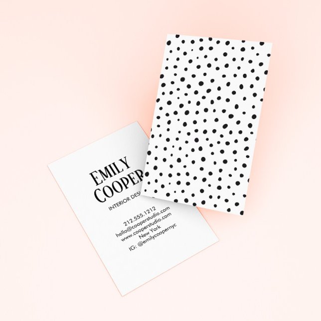 Chic Modern Polka Dot Black & White Business Card (Creator Uploaded)