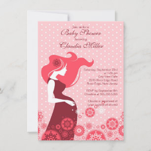 Chic Modern Pregnant Mum Girl Baby Shower Invitation