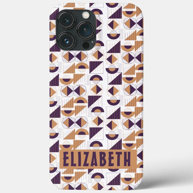 chic modern Purple and gold abstract Pattern Case-Mate iPhone Case (Back)