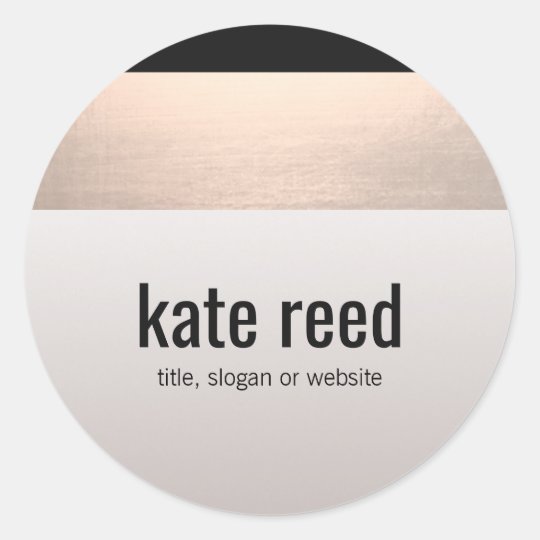 Chic Modern Rose Gold Accent Taupe Grey Classic Round Sticker
