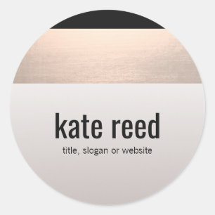 Chic Modern Rose Gold Accent Taupe Grey Classic Round Sticker