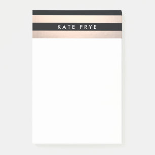 Chic Modern Rose Gold and Black Striped Modern Post-it Notes