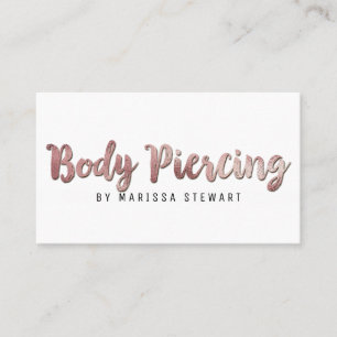 Chic Modern Rose Gold Brushstroke Body Piercing Business Card