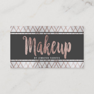 Chic Modern Rose Gold Geometric Makeup Artist Business Card