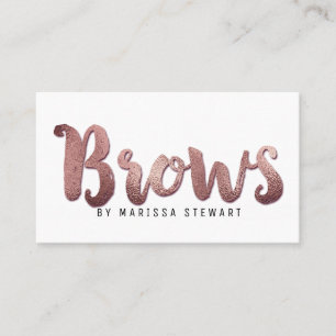 Chic Modern Rose Gold Simple Brushstroke Brows Business Card