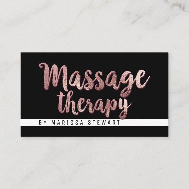Chic Modern Rose Gold Simple Massage Therapist Business Card (Front)
