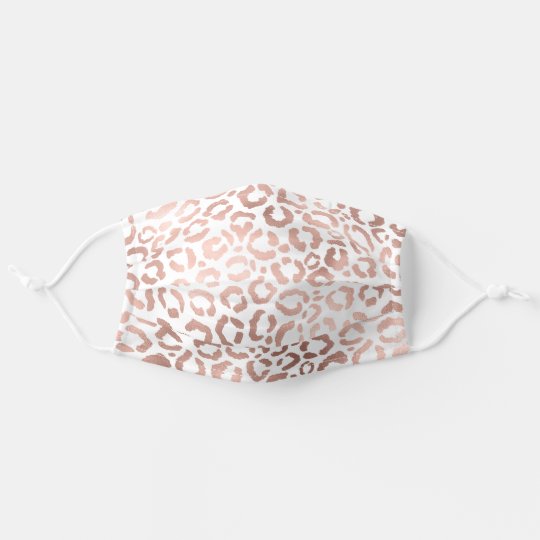 Chic Modern Rose Gold White Leopard Cheetah Safety Cloth Face Mask