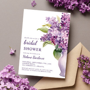 Chic Modern Rustic Elegant Lilac Bridal Shower Invitation