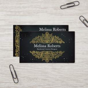 Chic Modern Rustic Home Interior Design Decorator Business Card