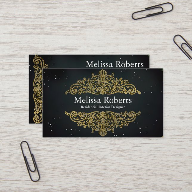 Chic Modern Rustic Home Interior Design Decorator  Business Card (Front/Back In Situ)
