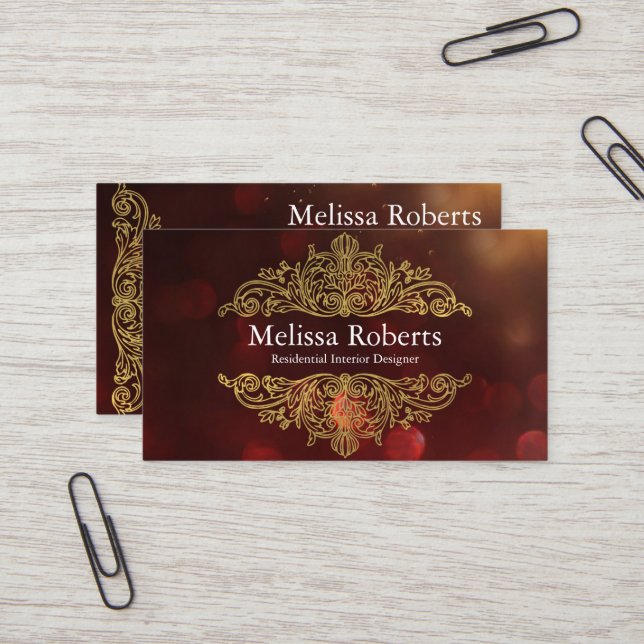 Chic Modern Rustic Home Interior Design Decorator  Business Card (Front/Back In Situ)