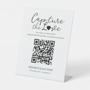 Chic & Modern Script Capture the Love with QR Code Pedestal Sign
