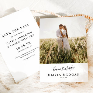 Chic Modern Script Photo Wedding Save The Date