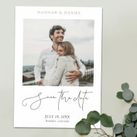 Chic Modern Script Photo Wedding Save The Date Mag