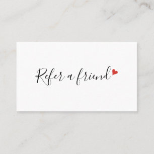 Chic Modern Script Red Love Heart Referral Card