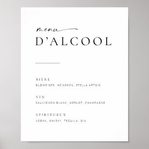Chic Modern Script Wedding Bar Menu Sign   French