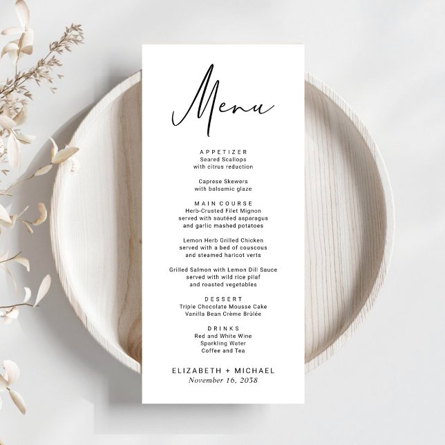 Chic Modern Script Wedding Menu (Chic Modern Script Wedding Menu)