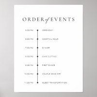 Chic + Modern Script Wedding Order of Events Sign