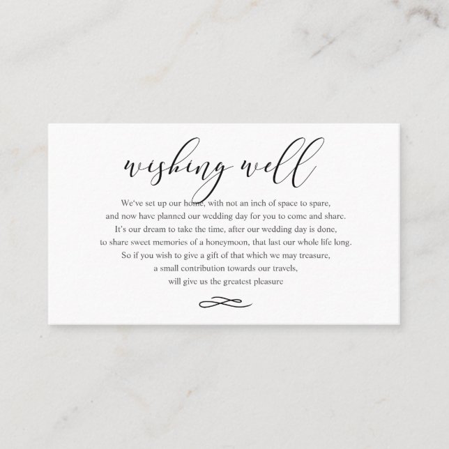 Chic+Modern Script Wedding Wishing Well Cards (Front)