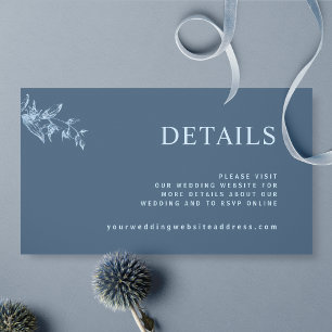 Chic Modern Simple Blue Wedding Website / Details Enclosure Card
