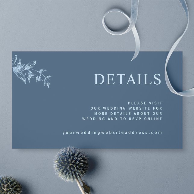Chic Modern Simple Blue Wedding Website / Details Enclosure Card (Creator Uploaded)