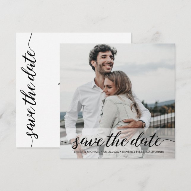 Chic Modern Simple Photo Save the Date Wedding (Front/Back)