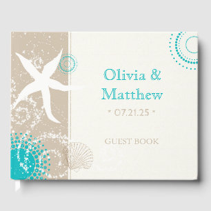 Chic Modern Starfish Beach Wedding Guest Book