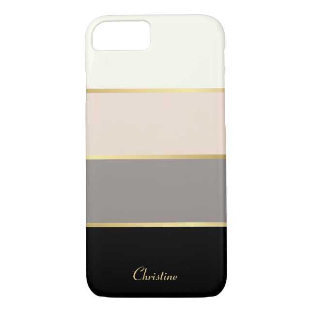 Chic Modern Stripes Pattern with Name Case-Mate iPhone Case (Back)