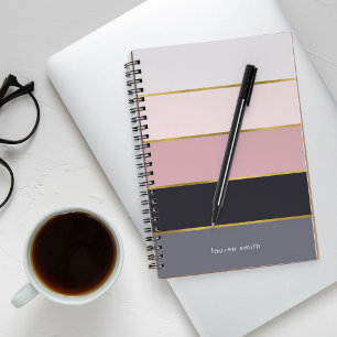 Chic Modern Stripes Personalised Notebook