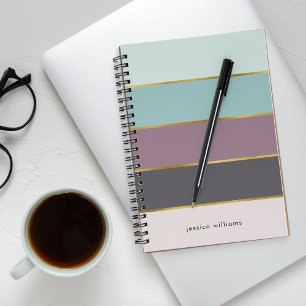 Chic Modern Stripes Personalised Notebook