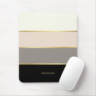 Chic Modern Stripes with Your Name Mouse Mat