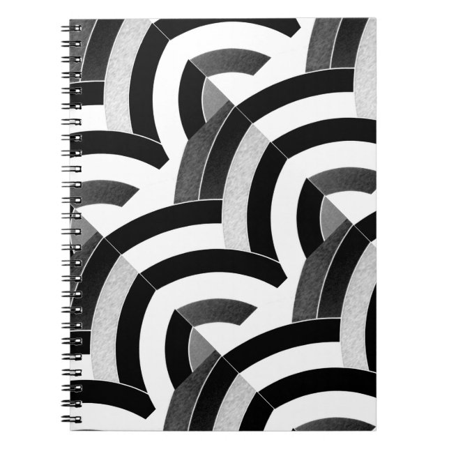 chic modern stylish black/white chevrons notebook (Front)