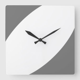 Chic Modern Stylish Grey White Sweeping Curves Square Wall Clock