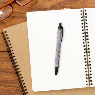 Chic Modern Stylish Purple Geometric Pattern Black Ink Pen