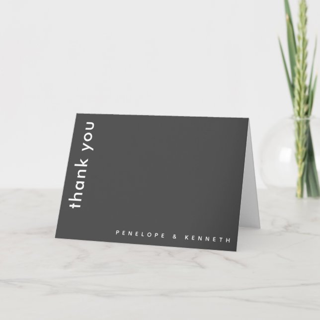 Chic Modern Typography | Black and White Wedding Thank You Card (Front)
