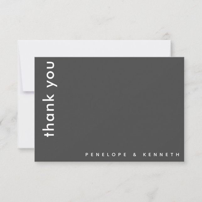 Chic Modern Typography Black Custom Wedding Thank You Card (Front)