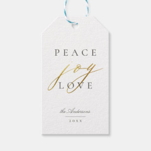 Chic Modern Typography Peace Joy Love Holiday Gift Tags