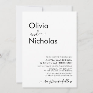 Chic Modern Typography Script Monogram Wedding Invitation