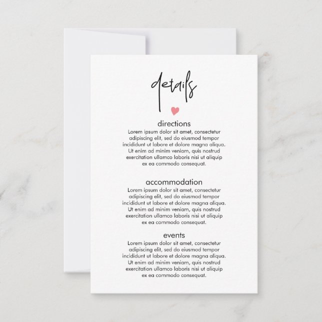 Chic modern typography wedding enclosure card (Front)