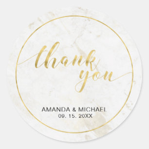Chic Modern Typography Wedding Favour / Thank you Classic Round Sticker